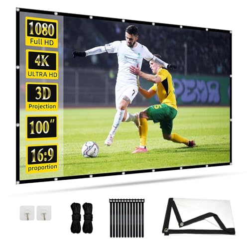 Pantalla de proyección 100 pulgadas 16:9 portátil para proyector frontal de exterior e interior
