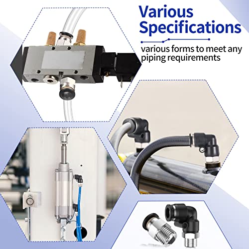 30Pieces Pneumatic Elbow Straight Combination 1/4 Inch Tube Od X 1/8 Inch Npt Push To Connect Tube Fittings Male Thread Straight Push Quick  Release Connectors Air Tool Connectors Connect Fittings #TOP5