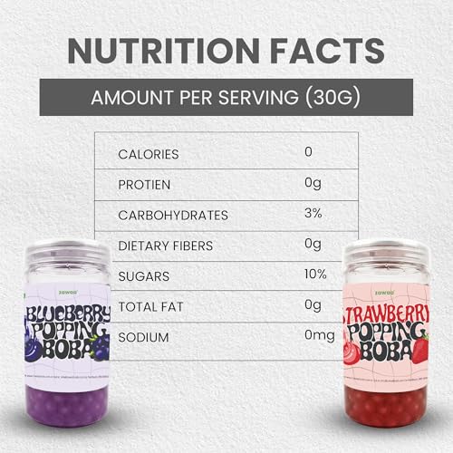 Image of Zawaa Boba Tea Assorted Popping Boba Pearls - Blueberry & Strawberry | 300g Each (Pack of 2) | Bursting Bubble Tea Pearls