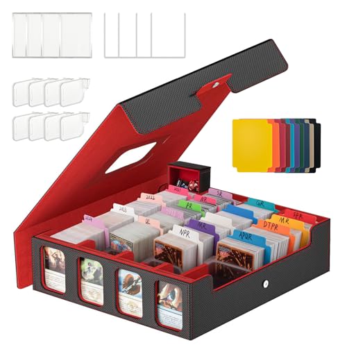Caja de almacenamiento de tarjetas coleccionables para exhibición de comandante, caja de cartas para tarjetas coleccionables 3200+, caja de almacenamiento magnética con 4 filas, caja de cubierta TCG