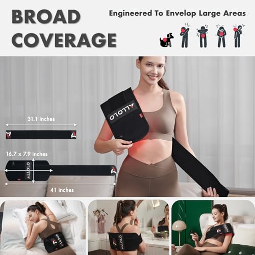 Image of ALLOLO Red Light Therapy for Body, 3 in 1 LEDs Red Light Therapy Belt with Timer Remote Control, 660nm 850nm Infrared Light Therapy Pad for Body Waist Shoulder Knee, 16.7 inch x 7.9 inch Large Area