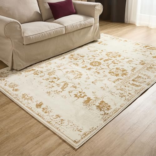 Interiyou Suzuka Vintage Teppich Wohnzimmer - 200x300 cm Creme/Gelb - orientalisches Muster Kurzflor für Wohnzimmer, Esszimmer, Schlafzimmer Interiyou Suzuka Vintage Teppich Wohnzimmer - 200x300 cm Creme/Gelb - orientalisches Muster Kurzflor für Wohnzimmer, Esszimmer, Schlafzimmer