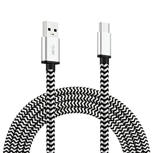 Cell-Stuff Black Braided 3 FT Charging Cable for CAT S48C Smartphone and Similar Type-C USB Compatible Cell Phones