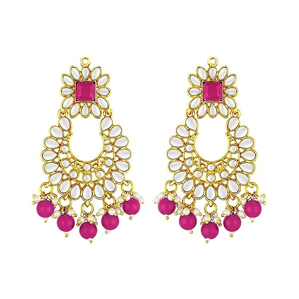Peora Rani Padmavati Dulhan Bridal Kundan Faux Pearl Choker Necklace with Earrings Maang Tikka for Women Girls Indian Traditional Jewellery set - Image 7