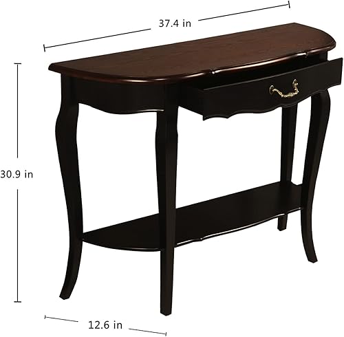 Miniatura 2 de Consola de madera sofá mesa de entrada con cajón y estante para sala de estar, entrada, pasillo, vestíbulo (un cajón con 1 asa)