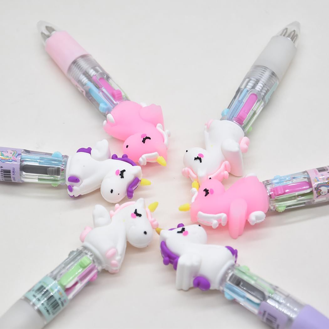 Ranvi 12 PCS Retractable Ballpoint Pen Cute Unicorn 4 in 1 Retractable Multicolor Ballpoint Pens for Office School Household Supplies(Unicorn with wings) - Image 4
