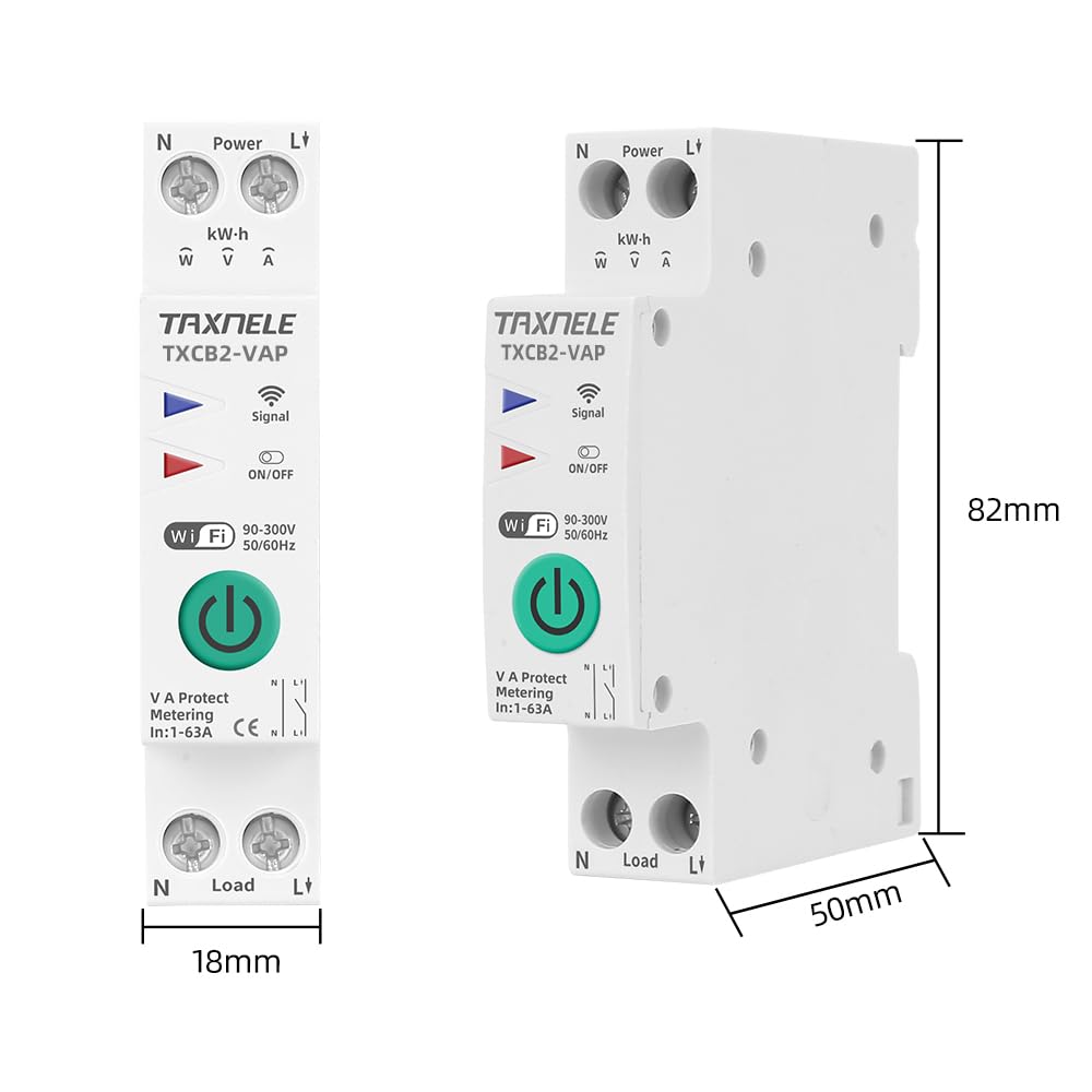 TUYA WIFI 1P 230V 63A Smart Life Interruttore automatico intelligente Misurazione della potenza Contatore di energia KWh