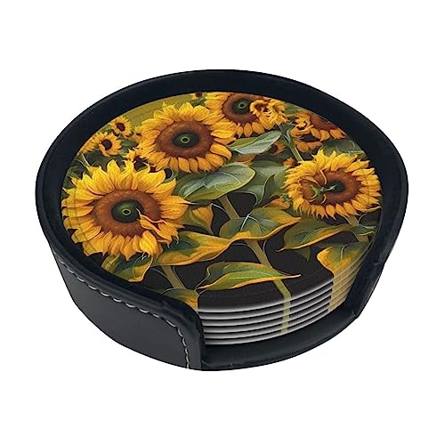 Dessous de verre tournesols en polyuréthane imperméable et lavable - 2
