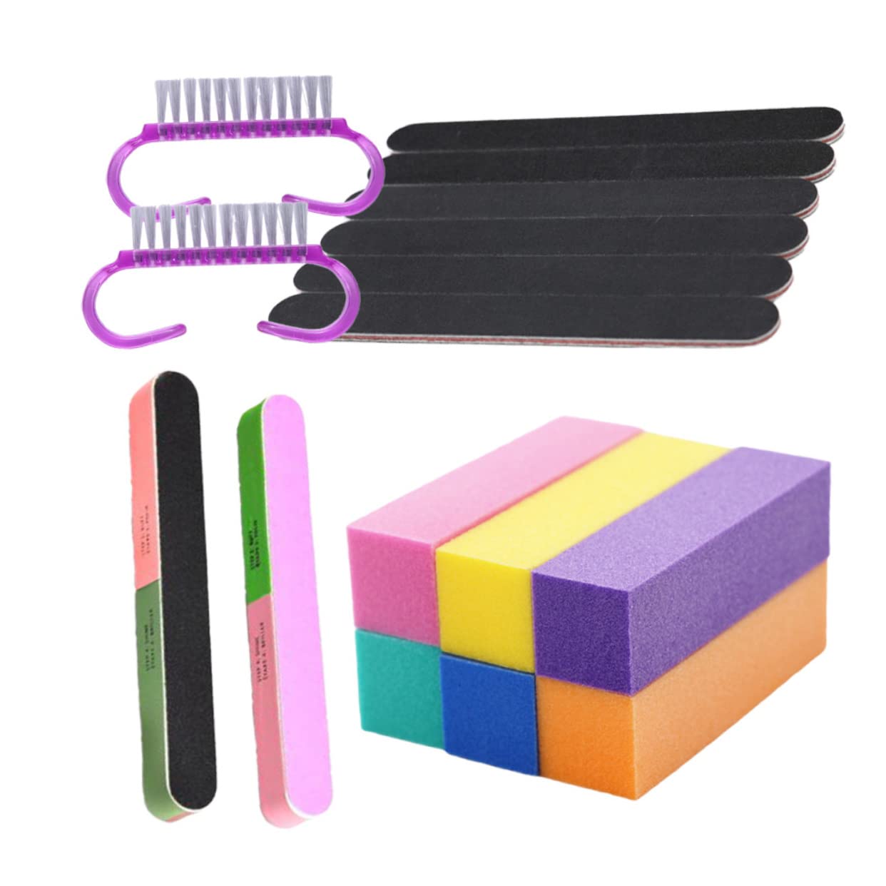 Healeved 3juegos Herramientas De Manicura Limadoras De Uñas Bloques Pulidores y Mini Cepillo Para Acabado y Pulido De Uñas Para Naturales y Acrílicas