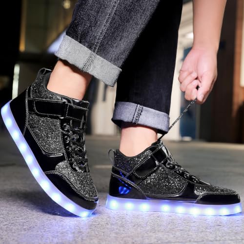 Image of JEVRITE Unisex LED Light Up High Top Sneakers - USB Charging for Women & Men - Couples Shoes