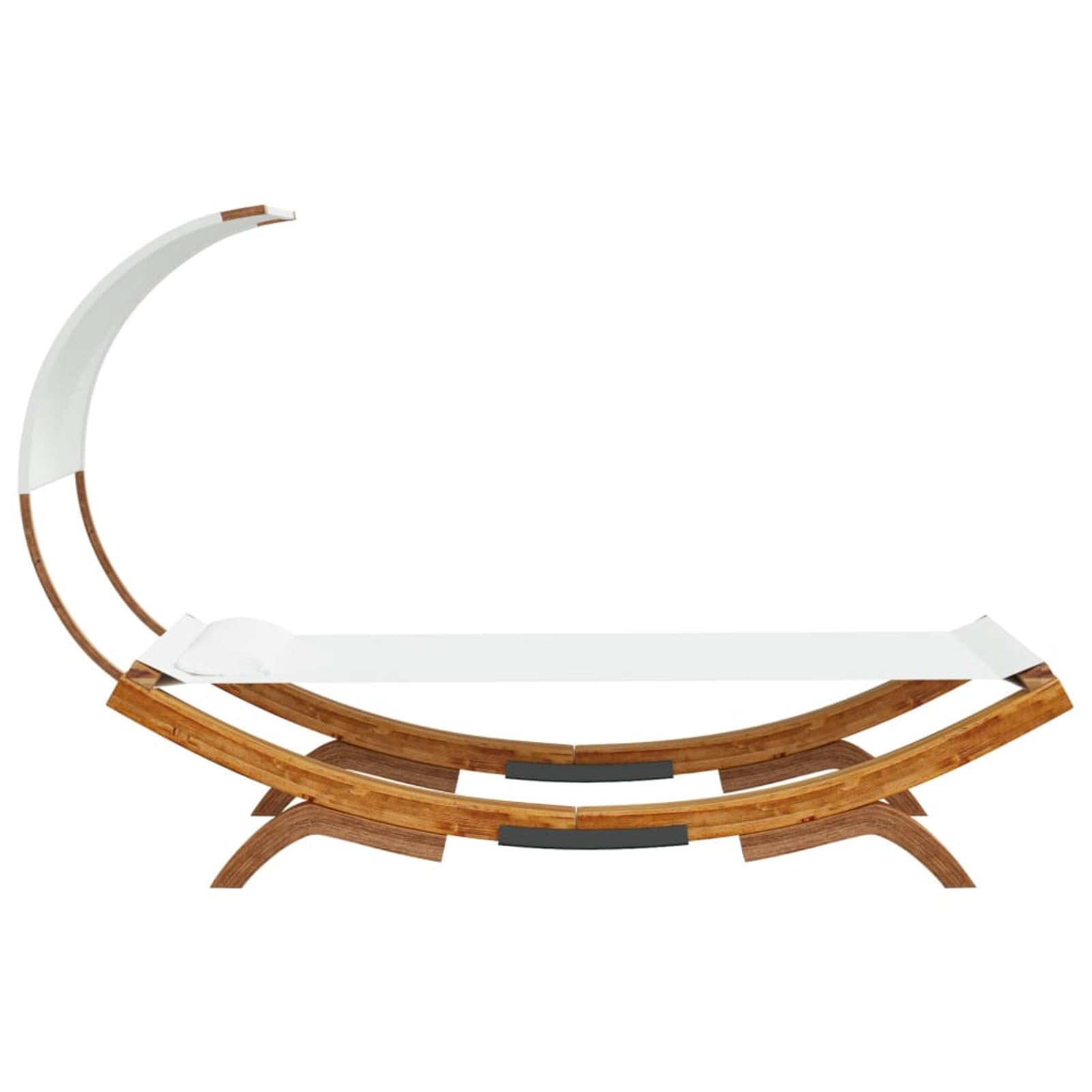 Homgoday Letto Riposo con Baldacchino 100 x 200 x 126 cm Legno Curvo Massiccio Crema, Bagno di Sole da Giardino, Letto da Campeggio per Spiaggia, Esterno, Balcone, Terrazza