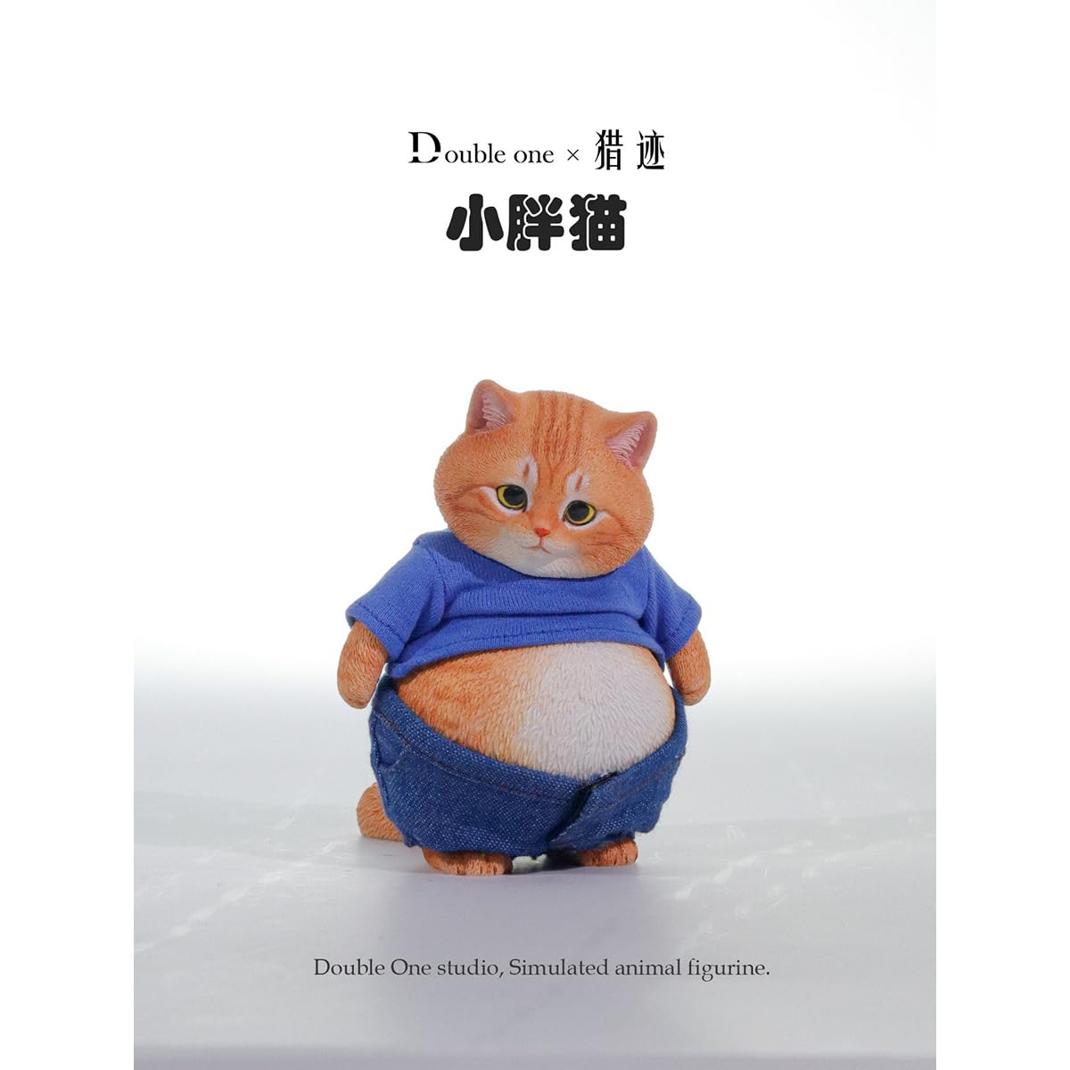 HiPlay Double one x Lieji 1/6 Chubby Cat figura di animale tabby mackerel argentato D26011B con maglietta in miniatura e completo in denim