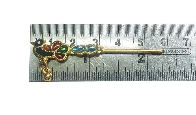 Image of Peacock Design Multicolor meenakari and Stone Work Metal bansuri for Kanha ji | Krishna Idol Flute | Bansi for Bal Gopal, Thakur ji bansuri for laddu Gopal Size 0, 1, 2 (6 CM)