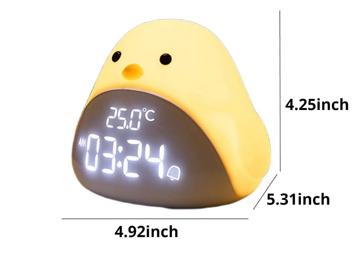 Reloj despertador para niños, reloj despertador para dormitorio de niños, reloj de mesita de noche, pantalla digital LED, despertador, regalo de cumpleaños para niños y niñas (blanco)