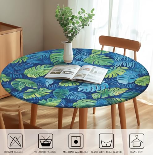 Yesad Round Fitted Tablecloth with Elastic Edged, Fall Tablecover Leaves, Waterproof Wipeable Round Table Cover for Party, 54"-58", 60Inch by Yesad - Image 6