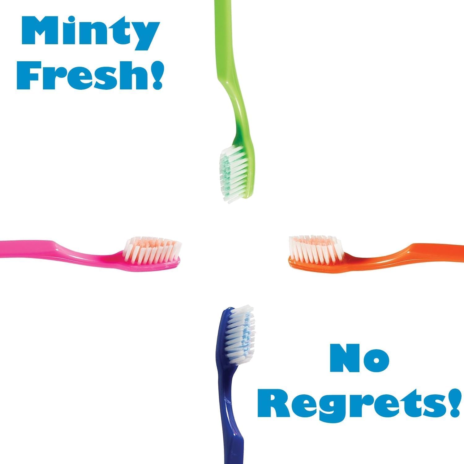 Plak Smacker Mintburst Prepasted Individually Wrapped Toothbrush - Single Use or for Travel Toothbrushes - Made in The USA - Toothbrush with Toothpaste (Multicolor, Box of 144)