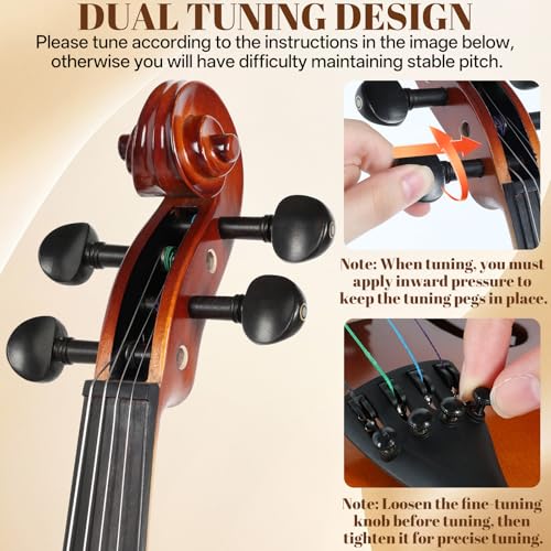Image of Kmise Teacher Approved 3 /4 Size Violin Starter Kit for Adults Beginners Students, High Density Ebony Acoustic Violins, Fiddle Bundle with Case, Bow, Rosin, Strings, Shoulder Rest & Guide