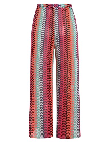 Image of ZAFUL Womens Beach Cover Up Pants Sexy Crochet Drawstring Elastic Boho Swimsuit Cover Up Long Pants Beach Wear