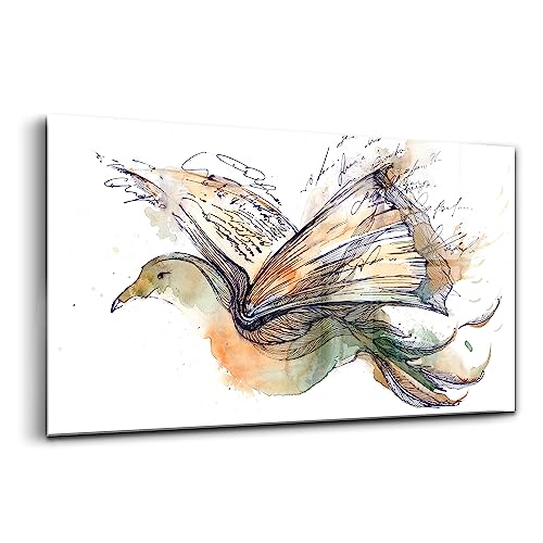 Peinture murale oiseau et livre Wallfluent design innovant 120x60