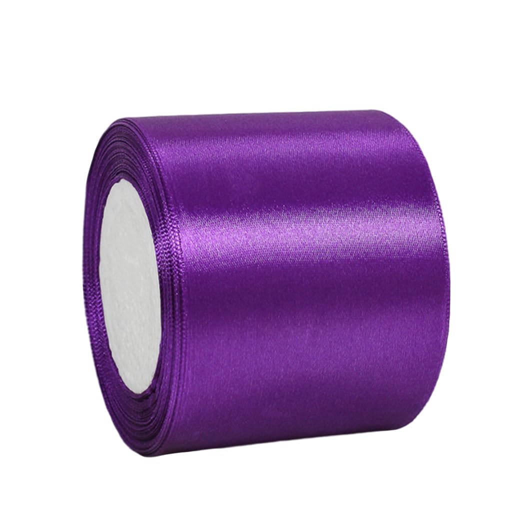 Wide Purple Satin Ribbon 75mm (2.9 Inch) for Gift Wrapping 22m Thick Silk Ribbon for Crafting Halloween, Xmas Party