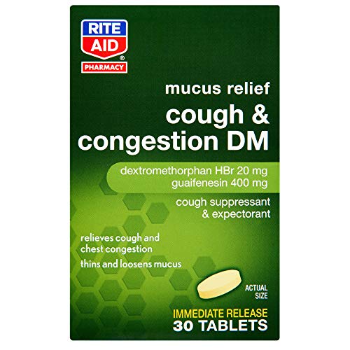 Rite Aid Cough and Congestion DM Tablets - 30 Tablets | Cough Suppressant | Mucus Relief