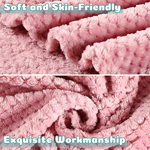 Image of Reginary 4Pcs 30x40 Baby Blanket Fuzzy, Light Blue, Pink, Beige, Gray | Waffle Flannel Baby Throw Blankets, Warm Nursery & Crib Blankets, Girl & Boy Newborn Infant