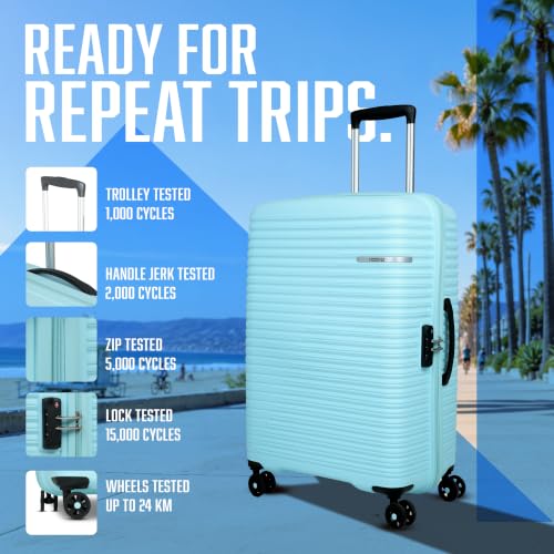 Image of American Tourister Liftoff+|Large Size Check-in Spinner Trolley Bag (79 cm) for Travel|360 8 Wheel Travel Luggage|Hard Case Polypropylene (PP) Suitcase|Mounted TSA Lock|Spa Blue