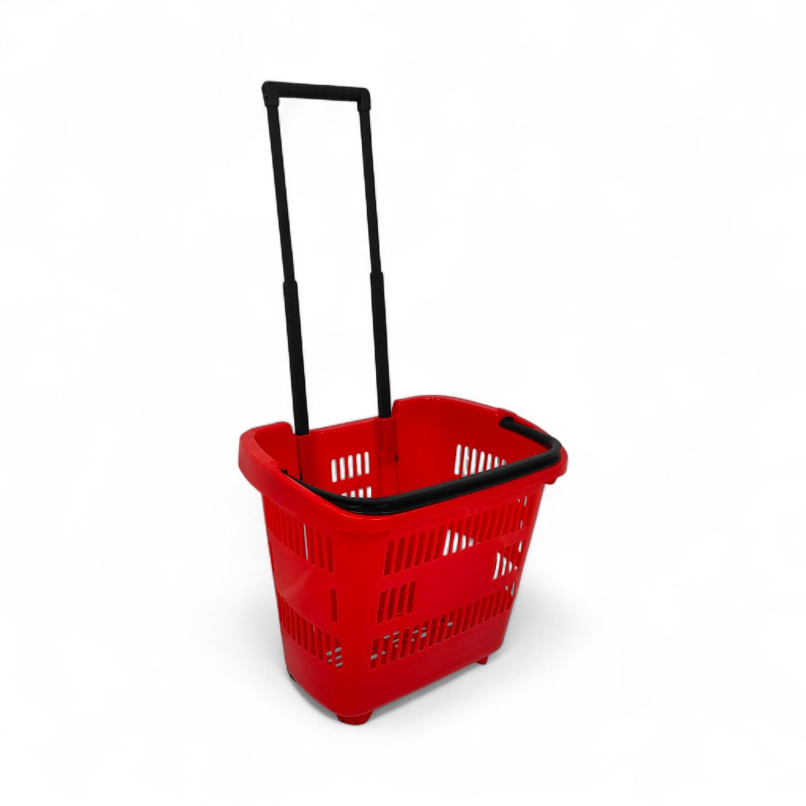 Shoplines Supplies Red 5X 34 Litre Plastic Shopping Trolley Basket Retail Supermarket Basket With Handle Stackable & Ergonomic