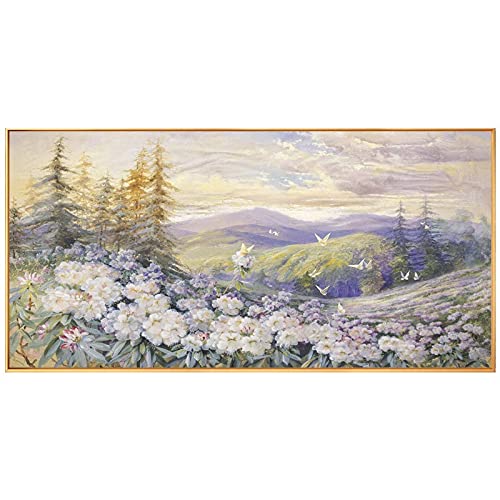 Broderie diamant fleurs blanches grand format pour sublimer la déco murale du salon
