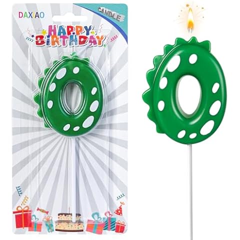 CJPSL Birthday Number 0 Candles, Birthday Candle Cake Top Decorative Candles 2.75 Inch, Suitable for Dinosaur Theme Birthday Party, Green Theme Party, Bakery Decoration Cover