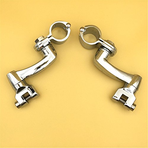 SMT-Chrome 360 Degree Adjustable Highway Peg Mounting Kit Compatible With any Bike Equipped with 1-1/4 inch Front Engine Guard Frame Tube Honda GoldWing VTX1300 Shadow Valkyrie Triumph [B01AVH3MTM] - Thumbnail 4