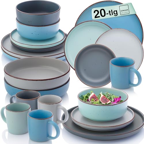 SÄNGER Bombay Sky Shades | Kombiservice 20 teilig, Steingut Geschirr 4 Personen, 4x Speiseteller 4x Dessertteller 4x Schalen 4x Pastateller 4x Kaffeebecher, Teller Set bunt | VALUE COLLECTION SÄNGER Bombay Sky Shades | Kombiservice 20 teilig, Steingut Geschirr 4 Personen, 4x Speiseteller 4x Dessertteller 4x Schalen 4x Pastateller 4x Kaffeebecher, Teller Set bunt | VALUE COLLECTION