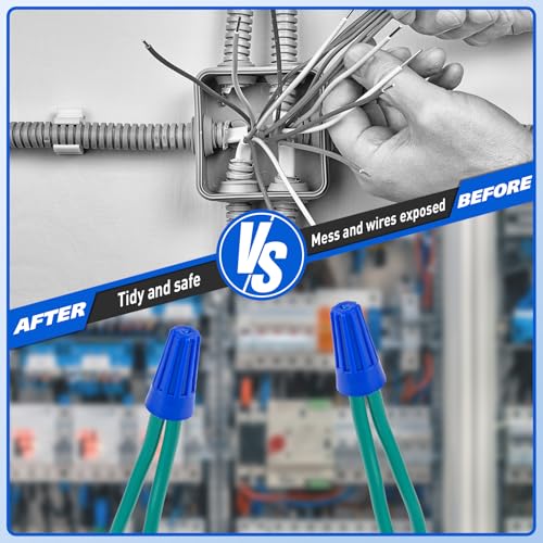 Crweety 400 Pcs Blue Wire Connectors Nuts, 22-14 AWG Electrical Wire Connectors, Twist-on Electrical Wire Caps, Sturdy Wire Caps Insulated for Quick Connection
