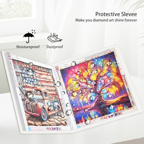 Image of Diamond Art Storage Book with Accessories Painting Storage for Diamond Painting Kits, Tools & Supplies Album 15.7x15.7inch Art Collection Binder Book Square Folder 40x40cm(White)