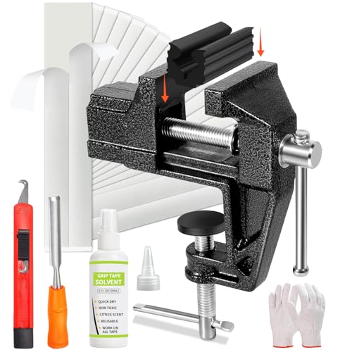 Lovivid Golf Grip Kit For Regripping Golf Clubs - Include Portable Table Vise Rubber Clamp, 15 Tapes Strips, Golf Grip Removal Tool With Solvent