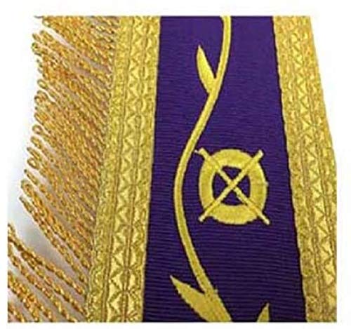 Tablier maçonnique passé maître brodé or de haute précision violet - 4