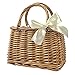 Cesto in vimini intrecciato con maniglia: borsa in paglia cesto portaoggetti intrecciato cestino per la spesa con borse in tessuto con fiocco esterno porta alimenti da picnic