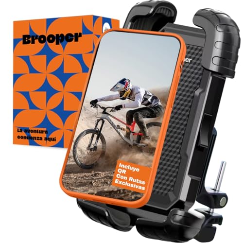 Brooper Soporte de móvil para Moto y Bicicleta – Ideal para rutas y Viajes – Rotación 360º – Fijación Estable – -35% por liquidación Limitada