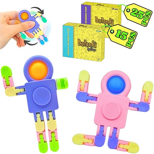 Bolonki 25 Robots Spinner Pop it - Detalles Cumpleaños Niños 3 4 5 6 7 8 9 10 años, Regalos...