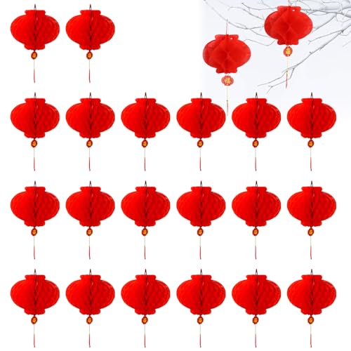 20PCS Rojos Linternas Colgantes,Decoración Farolillo Rojo,Papel Chino Linternas Rojas,Fiesta De La Primavera Linternas,Farolillos Chinos De Papel,para Año Nuevo Decoración,Kiuiom