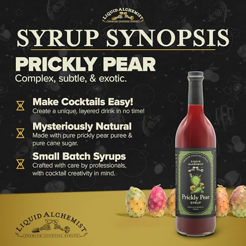 Liquid Alchemist Prickly Pear Syrup for Cocktails - Real Ingredients Make our Mixer Perfect for a Summer Cocktail and Margarita Mix - Vegan & Non-GMO (25.4 oz)
