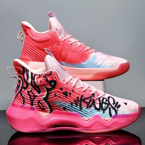 Image of Men's High-Top Basketball Shoes Anti-Slip and Wear-Resistant Soles Running Shoes Graffiti Design Fashionable Sports Shoes