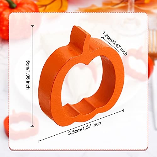 8 Pieces Wooden Easter Bunny Napkin Rings Wooden Christmas Thanksgiving Halloween Elk Pumpkin Dinner Easter Napkins Ring Table Dinner For Party Decoration (Pumpkin, Orange) #TOP1