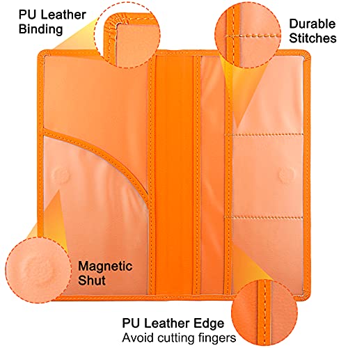 Image of LumiMokki Premium Car Registration & Insurance Card Holder with Magnetic Shut, Vehicle Glove Box Car Organizer - For Documents, Cards, License (Orange)