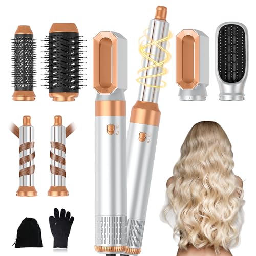 Hairstyler 6 in 1 Airbrush Haarstyler | Pro Air Styler Set - 1000W Rundbürstenföhn, Air Curler, Warmluftbürste, Föhnbürs...