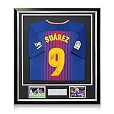 Exclusive Memorabilia - Camiseta de f&uacute;tbol firmada por Luis Suarez en Marco de Lujo, Barcelona...