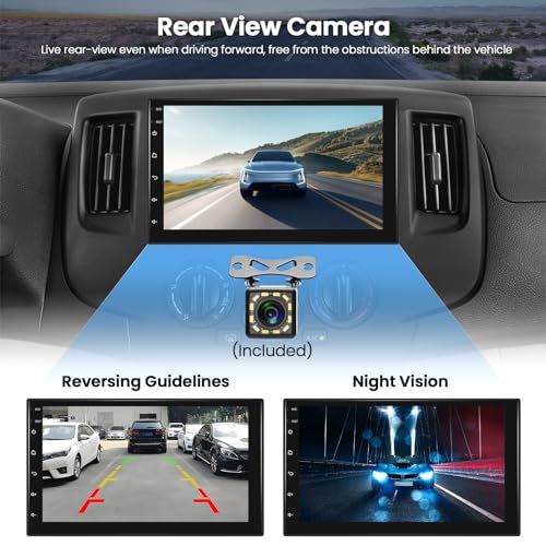 Hikity 1+32G Android 13 Double Din Car Radio, 7 Inch HD Touchscreen Bluetooth Car Stereo with GPS Navigation System WiFi FM Mirror Link FM Car Receiver Backup Camera Mic