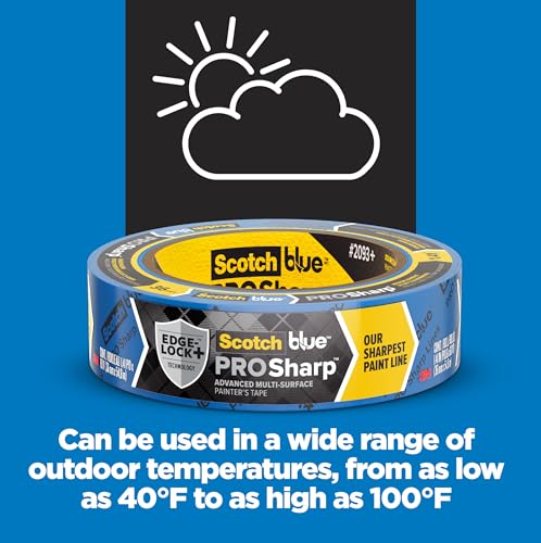 Image of ScotchBlue PROSharp Painter's Tape 2 Inch Wide 3 Rolls Blue Tape Protects Surfaces and Removes Easily, Edge-Lock Tape for Indoor and Outdoor Use (2093+-48AC3), 1.88 in x 60 yd (Pack of 8)