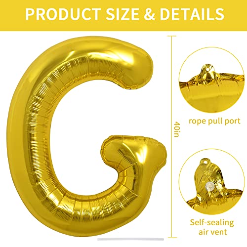 Image of TONIFUL 40 Inch Large Gold Letter G Balloons, Foil Mylar Big Balloons for 2026 New Year Eve Graduation Wedding Baby Shower Birthday Party Anniversary Supplies Decorations