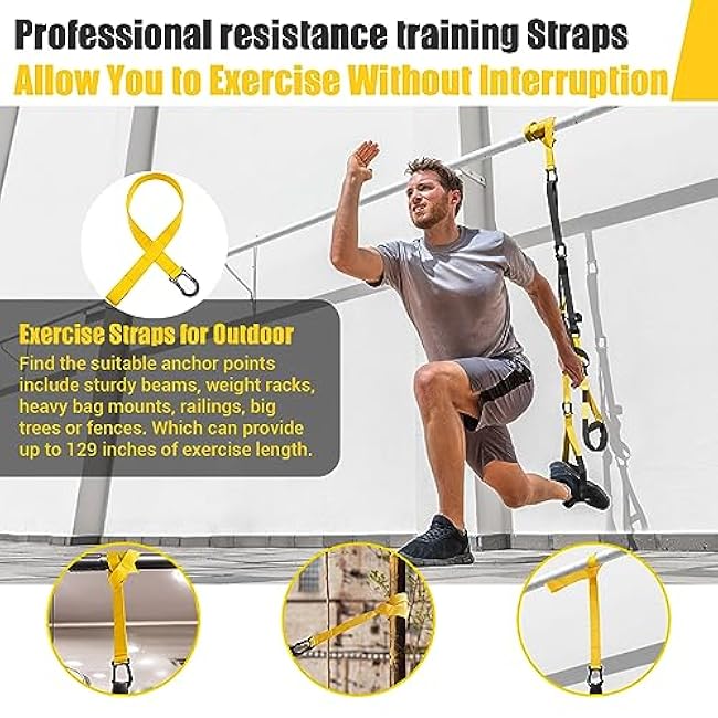 Home Resistance Training Kit, Resistance Trainer Exercise Straps with Handles, Door Anchor and Carrying Bag for Home Gym, Bodyweight Resistance Workout Straps for Indoor & Outdoor